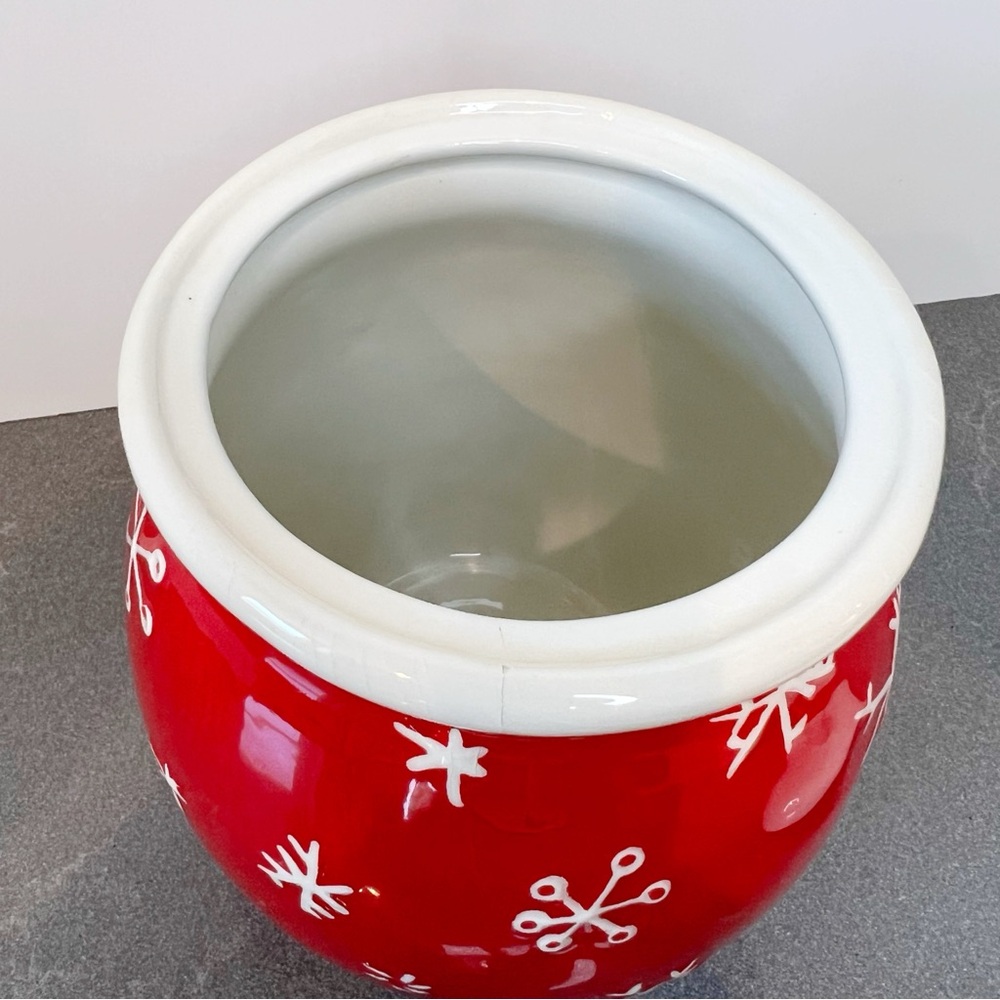 Hallmark Merry Days ceramic cookie jar with Holiday snowman and snowflake - Picture 5 of 5